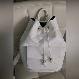 White leather backpack